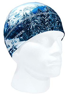 Ruffnek Alpine Design Beanie Stretch Wicking Hat, Helmet Liner - Running, Cycling, Skiing, Horse Riding - Men, Women - One Size Blue