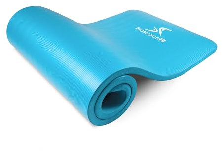 ProsourceFit Extra Thick Yoga and Pilates Mat 1 (25mm) 71-inch Long High Density Exercise Mat with Comfort Foam and Carrying Strap, Aqua