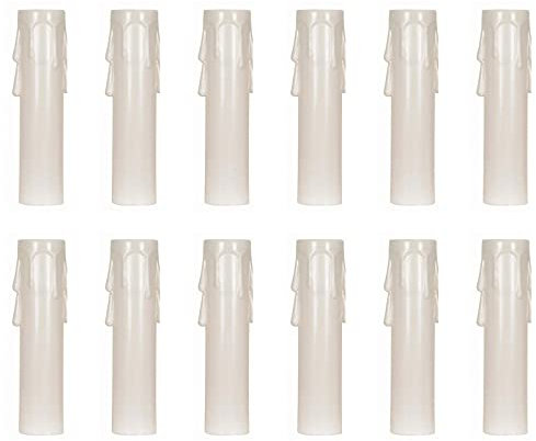 Ciata 12 Stück – 7,6 cm Kunststoff-Tropfkerzenabdeckungen mit 3,4 cm Innendurchmesser und 2,2 cm Außendurchmesser (7,6 cm, weiß mit weißem Tropfen)