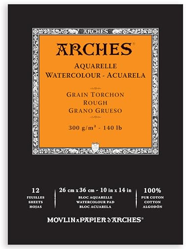 Bloc Enc 26x36 12H Arches Aquarelle 100% Grueso 300g Blanc Nat