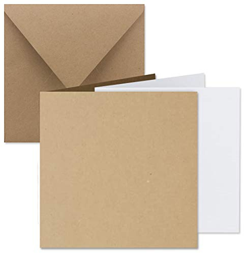 FarbenFroh by GUSTAV NEUSER 25x Quadratisches Faltkarten-Set inkl. Briefumschläge und extra viele Einlegeblätter - 15,7 x 15,7 cm - Sandbraun
