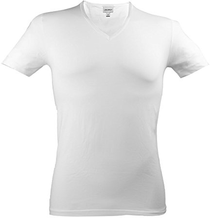 JULIPET Uomo JNM121 Iper Maglietta Scollo a V in Jersey di Cotone Elasticizzato (L, 10 Bianco) IT5