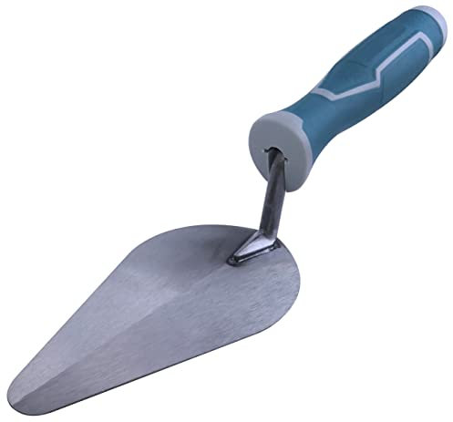 AERZETIX - C54480 - Paleta para estuco/yeso 150x75mm - herramienta de albañil - manija de goma/hoja en acero - extremo triangular redondo