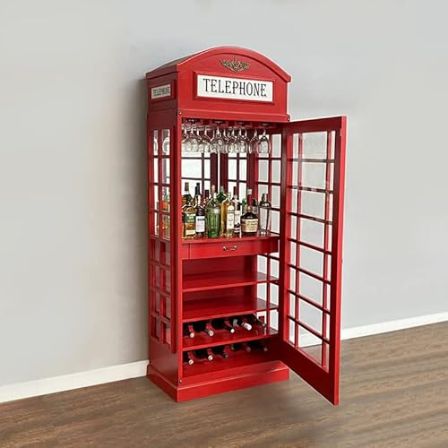 White Star Drinks Cabinet - Iconic BT Telephone Box Style Bar finished in Pillar Post Red EP12, Grey