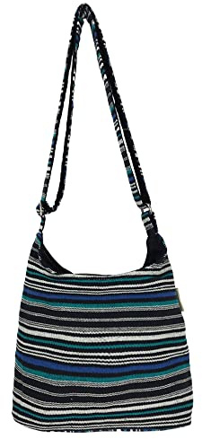 Sunsa Damen Umhängetasche. Hobo Tasche aus gewebter Baumwolle mit verstellbare Henkel. Crossbody Schultertasche mit Streifen Design. Geschenkideen für Frauen/Mädchen