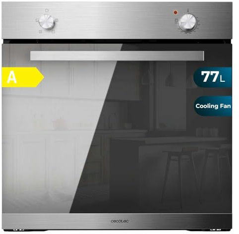 Cecotec Horno Integrable Convencional Bolero Hexa C126000 Mirror A. 2800W, Capacidad 77L, Bajo Consumo, 4 Funciones, Steam Assist, Steam EasyClean, Cooling Fan, Triple Glass, Luz Interior
