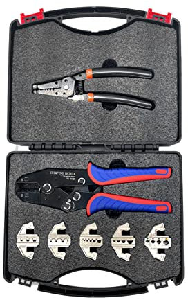 KKnoon Crimpwerkzeug-Kit Multifunktions-Ratschen-Abisolierzange für Kabelschuhe Crimpzange für Aderendhülsen/Nylon/isolierte/nicht isolierte Anschlüsse, Schrumpfsteckverbinder
