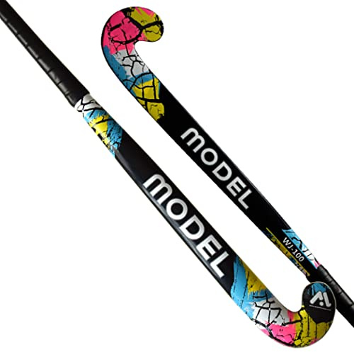 MODEL Unisex Field Hockey Stick for Kids Wooden, Fiber Reinforced Fully Paint Finish, Size 33 biggner hockey, Light Weight, Starter Stick