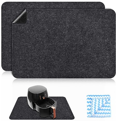 FAELNK Hitzebeständige Matte für Luftfritteuse 2 Stück Hitzeschutzmatte mit 1 Stück Lappen Küchenarbeitsplatten-Schutzmatten für Kaffeemaschinen Mikrowellen Toaster 30 * 45cm (2 Stück)