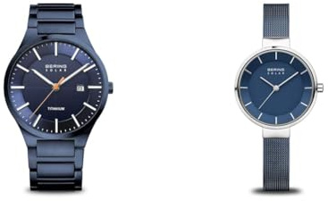 BERING Herren Uhr Solar Movement - Titanium Collection mit Titan und Saphirglas 15239-797 & Damen Uhr Solar Movement