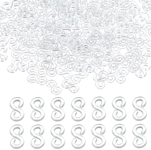 1500 Pcs Rubber Band S Clips Loom Band Clips Loom Bracelet Hooks Clear Plastic Band Clip Hooks Connectors Refills for DIY Necklace Accessory Rubber Connectors Refills for Loom Bracelets