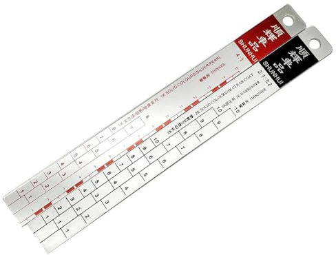 Farbverhältnis-Lineal, Mischlack-Messlineal, Mischfarben-Messlineal, Farbmischungsverhältnis-Lineal 2:1 und 4:1, einfaches Mischen, Aluminiumlegierung, Auto-Beschichtung, Farbe für Fahrzeuglackierung,