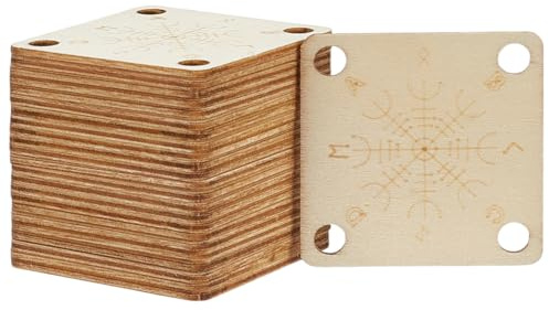 FINGERINSPIRE 24 Stück Holzbrett Webkarten 4 Löcher 39mm Quadratische Webkarten Blanchierte Mandelfarbe Holz Strickwebbrett Handgefertigtes Webwerkzeug Für Strickwebstuhl Zubehör