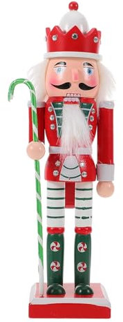 OUNONA Christmas Desktop Nutcracker Figure 10 Inch Wooden Nutcracker Soldier Ornament Xmas Decoration for Home Table Fireplace Holiday Display Christmas Figure