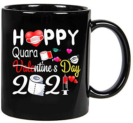 Jumbo Mug Happy Valentine's Day 2021 Funny Valentine Quarantine Ceramics Coffee Cup Durable Ceramic Mug Funny Stoneware Coffee Mug for Beer Tea 330Ml