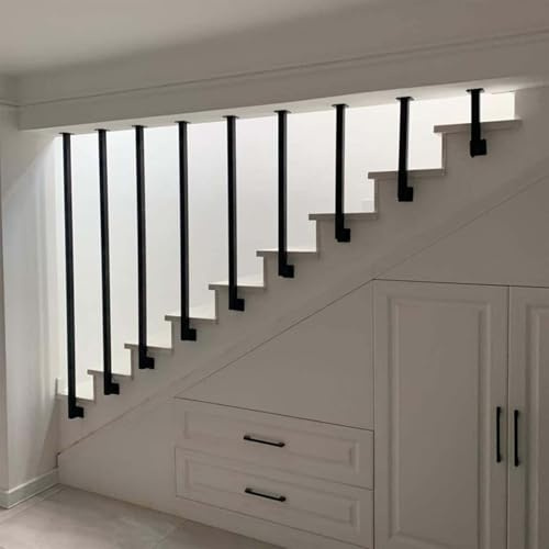Yopappol Ringhiera per Scale, ringhiera in Ferro battuto Tipo L Nera, ringhiere per Supporto a Parete per soffitto per corridoio Interno, Edificio di Villa, Loft(120cm)