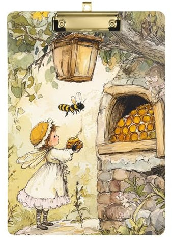 Bee Collecting Honey Beehive Acryl-Klemmbrett A4 Größe 31,8 x 22,9 cm Arbeits-Klemmbrett mit flachem Profil-Clip für LKW-Fahrer, medizinische Bauunternehmer