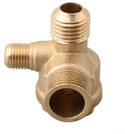Air Compressor Check Valve 3-Port Brass Male Threaded Air Compressor Unidirectional Check Valve Central Pneumatic Brass Connector Pipe Fittings (16x14x10mm)