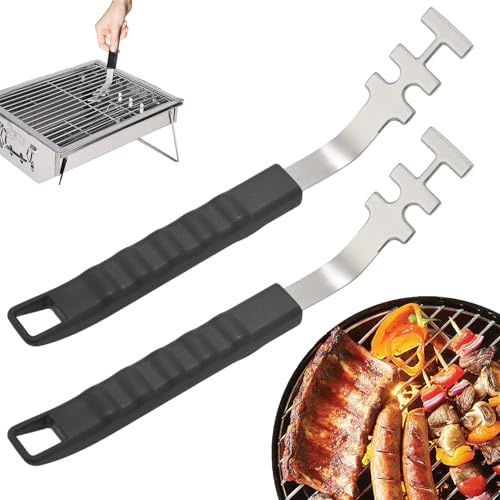 2 elevadores de parrilla, resistentes al calor, elevador de parrilla, antiescaldaduras, herramienta elevadora de rejilla de acero inoxidable, protección contra quemaduras, accesorios para camping