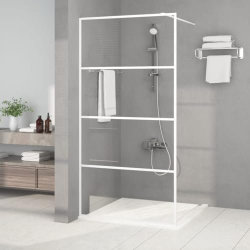 Tidyard Paroi de Douche Blanc 100x195 cm Verre ESG Transparent, Pare-Baignoire Paroi de Douche, Écran de Douche Fermeture de Baignoire Mur Panneau de Douche pour Salle de Bain