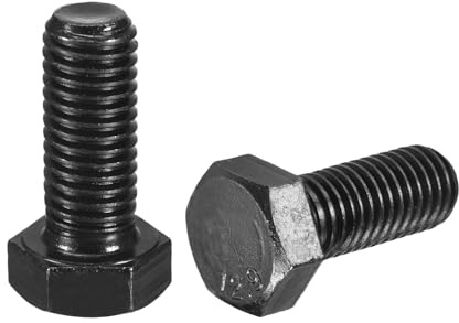 sourcing map Lot de 2 boulons à tête hexagonale gauche M12-1,75 x 30 mm, en acier au carbone oxyde noir entièrement fileté pour machines, automobiles et construction