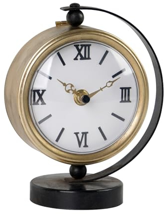 NIKKY HOME Gold Table Clock, Vintage Desk Clock Silent Non-Ticking Battery Operated Decorative Mantel Desk Shelf Clock for Living Room Decor