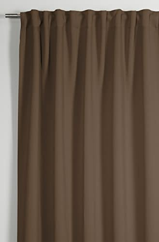 Sehlbach Fertiggardine mit Gardinenband, Dimout Uni, Braun, 140 x 175 cm Gardinen, Energiesparend Im Winter, Wärmeabweisend Im Sommer, Blickdicht, Zeitlose Eleganz, Perfekter Faltenwurf