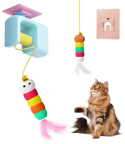 Mesen Katzenspielzeug Selbstbeschäftigung Tür für Katzen, Katzenspielzeuge Türrahmen Elektrisch, Interaktives Katzenspielzeug Tür Hängend mit 2 Federspielzeug, Katzen Spielzeug Wiederaufladbar