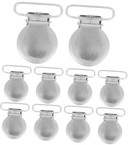 Silberner Runder Schnullerclip 25mm aus Metall 10 Stück