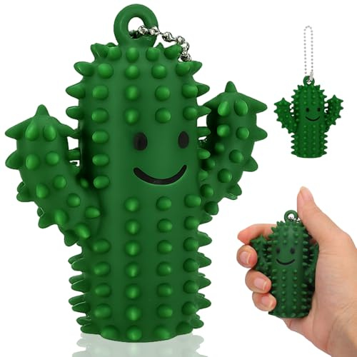 Little Ouchies Pain Fidget - Silicone Cactus Portable Pain Stim Tool Fidget Toys Adults, Spiky Grippie Stim Keychain, Anxiety Stress Relief Items Fidget Sensory Toys, Novelty Gifts, Green