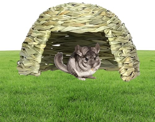 Strohhaus für Hasen – Grasnest, Verstecknest, faltbare Schlafhöhle, Zubehör, Kleintier-Spielbett für Chinchillas, Hamster