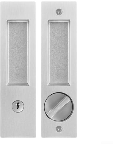 Serratura per porta scorrevole con chiave per una maggiore sicurezza sulle porte del patio e del bagno, in lega di zinco, progettata per la privacy delle porte scorrevoli (argento) w)