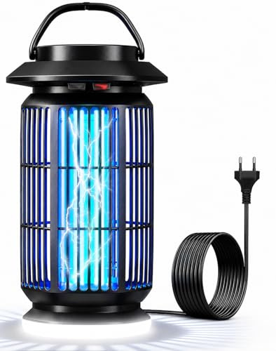 Lampe Anti Moustique 4000V, Tue Mouche Électrique 18W avec Veilleuse, Étanche IPX4, Couverture Efficace 100m², Destructeur d'Insectes Électrique pour Intérieur et Extérieur