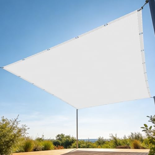 Vela Ombreggiante Rettangolare 4 x 8 m Resistente Ai Raggi UV Vele Ombreggianti Senza Foratura per Serrabalconecortiletetto, Bianco