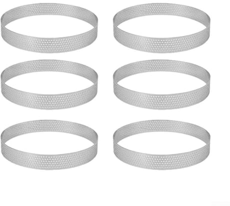 Spelonify Moules à Tarte en Acier Inoxydable, Anneaux à pâtisserie perforés avec Cadres de Cuisson Ronds, Passe au Four, Passe au Lave-Vaisselle, Outils de pâtisserie Professionnels (12 cm)