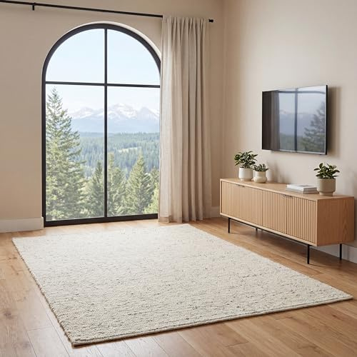 Wovena Wollteppich Wohnzimmer 100% Naturwolle Origin beige 70/130 | beidseitig verwendbar - schalldämmend - wärmeisolierend - made in Europe