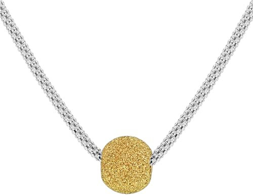 Tuscany Silver Women's Sterling Silver Yellow Gold Plated Ball On Popcorn Chain of 46cm/18