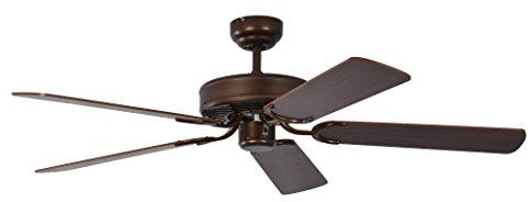 Deckenventilator ohne Beleuchtung Potkuri, Gehäuse Bronze Antik, Wendeflügel Mahagoni oder Mahagoni mit Rattaneinlage , 132 cm, für Räume bis zu 25m²