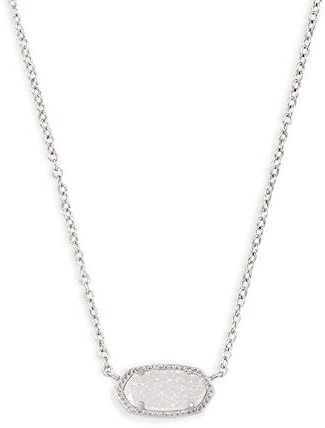 Kendra Scott Elisa Pendant Necklace for Women, Fashion Jewelry, Rhodium-Plated, Iridescent Drusy