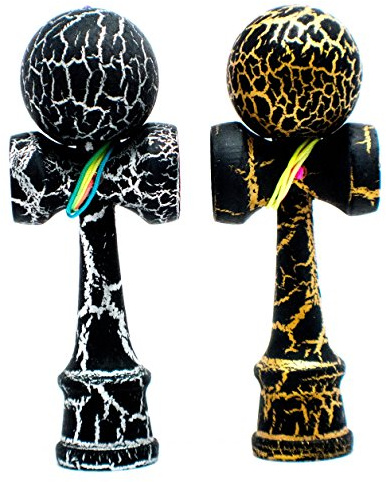 KENDAMA TOY CO. 2-Pack The Best Pocket Kendama (not Full Size) - Fancy Colors: Black/Silver & Black/Gold - Solid Wood - A Tool to Create Better Hand and Eye Coordination