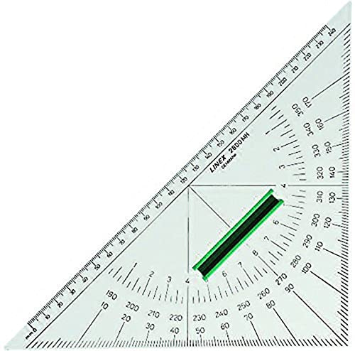 Linex 2622 Geometrie-Dreieck, 22,5 x 16 cm, Winkelmesser, mit Tuschekante und Lupe über dem 0-Punkt