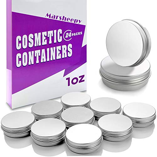 30 ml（1 oz）24 Pack Silver Aluminum Round Lip Balm Tin Storage Jar Containers with Screw Cap for Lip Balm, Cosmetic, Candles