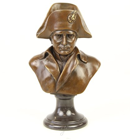 Clever-Deko Busto de bronce Napoleón Bonaparte busto bronce escultura escultura metal base granito estilo joven