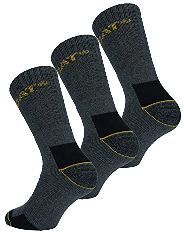 Caterpillar - Calcetines de trabajo de Algodón para hombres, reforzados en el talón y la punta, (Antracita, 43-46), 3 Pares