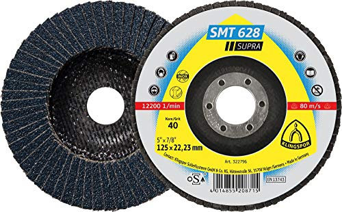 Klingspor SMT 628 - Discos Amoladora 125, Discos para Pulir, Platos de Lija (10 unidades, 125 x 22,23 mm, grano 80, recto)