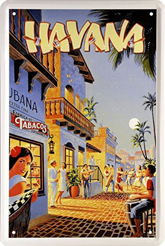 Tin Sign Blechschild 20x30 cm Havana Kuba Cuba Karibik Bar Rum Strand Urlaub Insel Kneipe Disco Club Motiv Schild