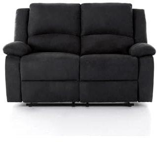 LOUNGITUDE - DETENTE - Canapé de Relaxation - Manuel - 2 Places - en Simili/Microfibre - Gris/Noir -L143cm