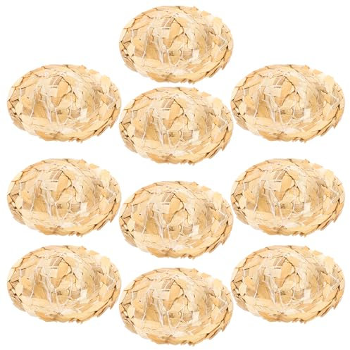 Healifty 10 stücke Mini strohhüte Handwerk Puppe strohhüte Ornamente für DIY Handwerk 4 3 cm