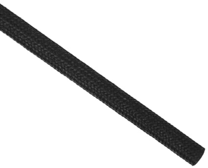 sourcing map Aislamiento Trenzado Manguito 9, 8 Pies-5mm Manga Negro | Silicona Vidrio Fibra, Alta TEMPERATURA