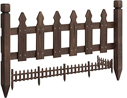 Topeakmart Wood Picket Garden Fence Edging Fencing Garden Yard Border Edging Panels Posts Flower Plants Pool Fences 177.5 x 21.7’’ (LxW)